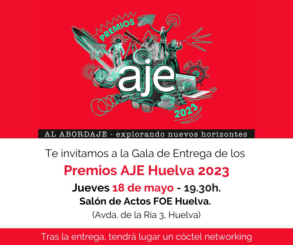 🔴 Te invitamos a los #PremiosAJEHuelva2023 🔴

Si quieres conocer de cerca las propuestas más interesantes e innovadoras de nuestros jóvenes empresarios, ¡te esperamos! Este jueves conoceremos a los ganadores de #IniciativaEmprendedora y #TrayectoriaEmpresarial en la FOE.
