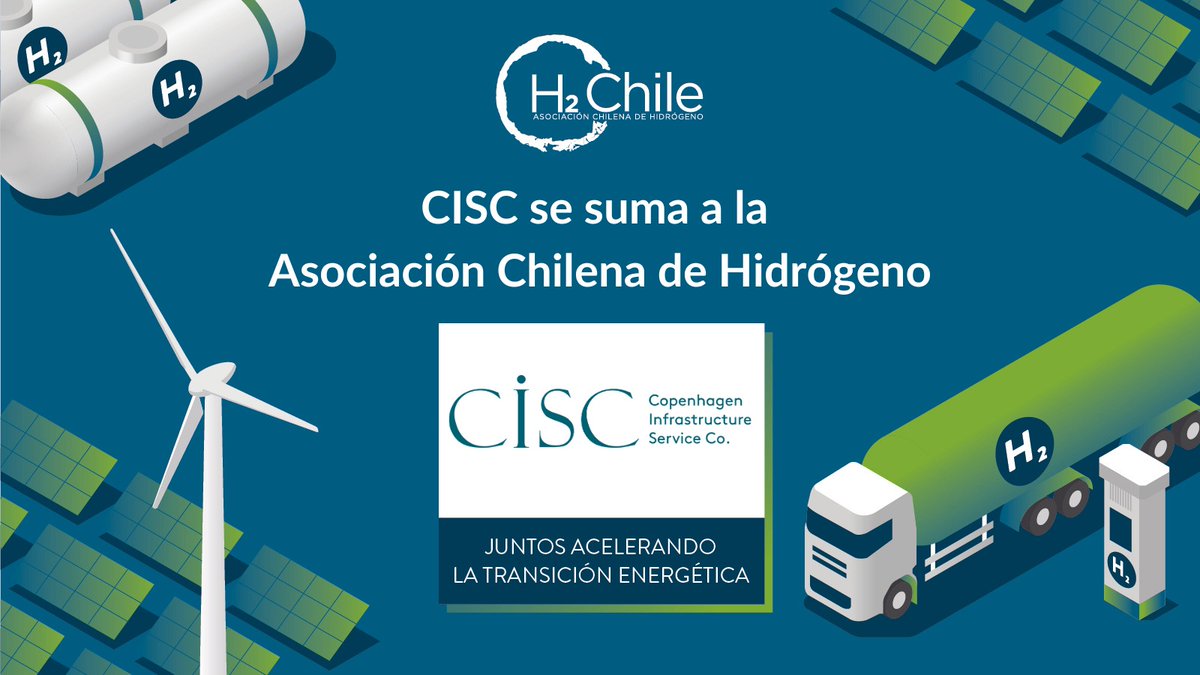h2_chile's tweet photo. ¡La colaboración es clave! Damos una cordial bienvenida a #CISC, que ya forma parte del desafío para innovar, descubrir e impulsar el desarrollo del #HidrógenoVerde en Chile. Desde ahora, #H2Chile y CISC se unen por una #TransiciónEnergéticaJusta. https://t.co/M8TIPJ2fWM