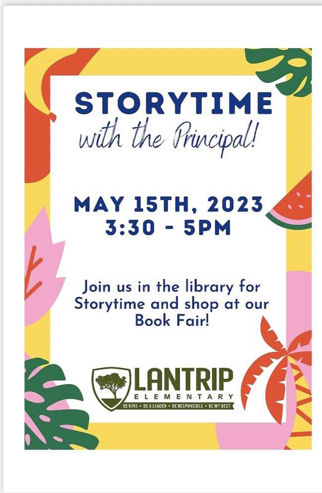 Lantrip PTO (@lantrippto) on Twitter photo Come to our story time with the principal today! Also, take advantage of our book fair promotion - Buy one get one free! #readingisfun #bookfair #storytime <a href="/RhondaSchwer/">Rhonda Schwer</a> <a href="/LantripEs/">Lantrip Elementary</a> <a href="/Lantrip_Library/">Lantrip E.S Library</a> <a href="/Scholastic/">Scholastic</a> Come to our story time with the principal today! Also, take advantage of our book fair promotion - Buy one get one free! #readingisfun #bookfair #storytime <a href="/RhondaSchwer/">Rhonda Schwer</a> <a href="/LantripEs/">Lantrip Elementary</a> <a href="/Lantrip_Library/">Lantrip E.S Library</a> <a href="/Scholastic/">Scholastic</a>