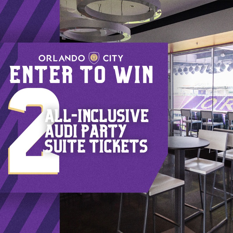 OrlandoCitySC's tweet photo. Giveaway time! 🎉

Enter to win 2 all-inclusive Audi Party Suite tickets for an upcoming home match at @ExploriaStadium. ⤵️