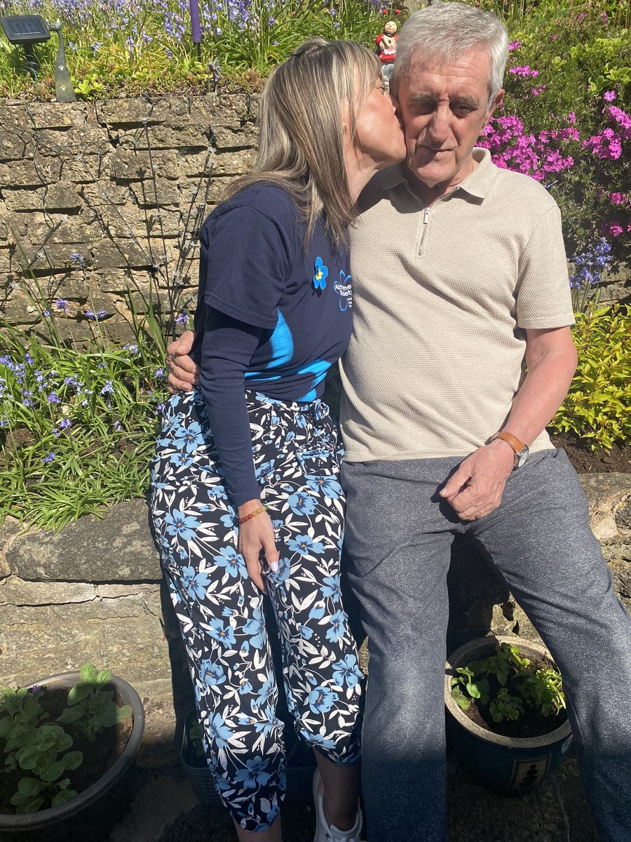 SamBradley40's tweet photo. 💙Dementia Action Week 15-21 May💙
Who will you wear your forget me not for?
I’m wearing mine for the lovely man I’m so very lucky to call my dad. (Even if he does pull this face every time I kiss him!) 
💙Love you dad 💙
#DAW2023 https://t.co/HxbZtTiQPZ