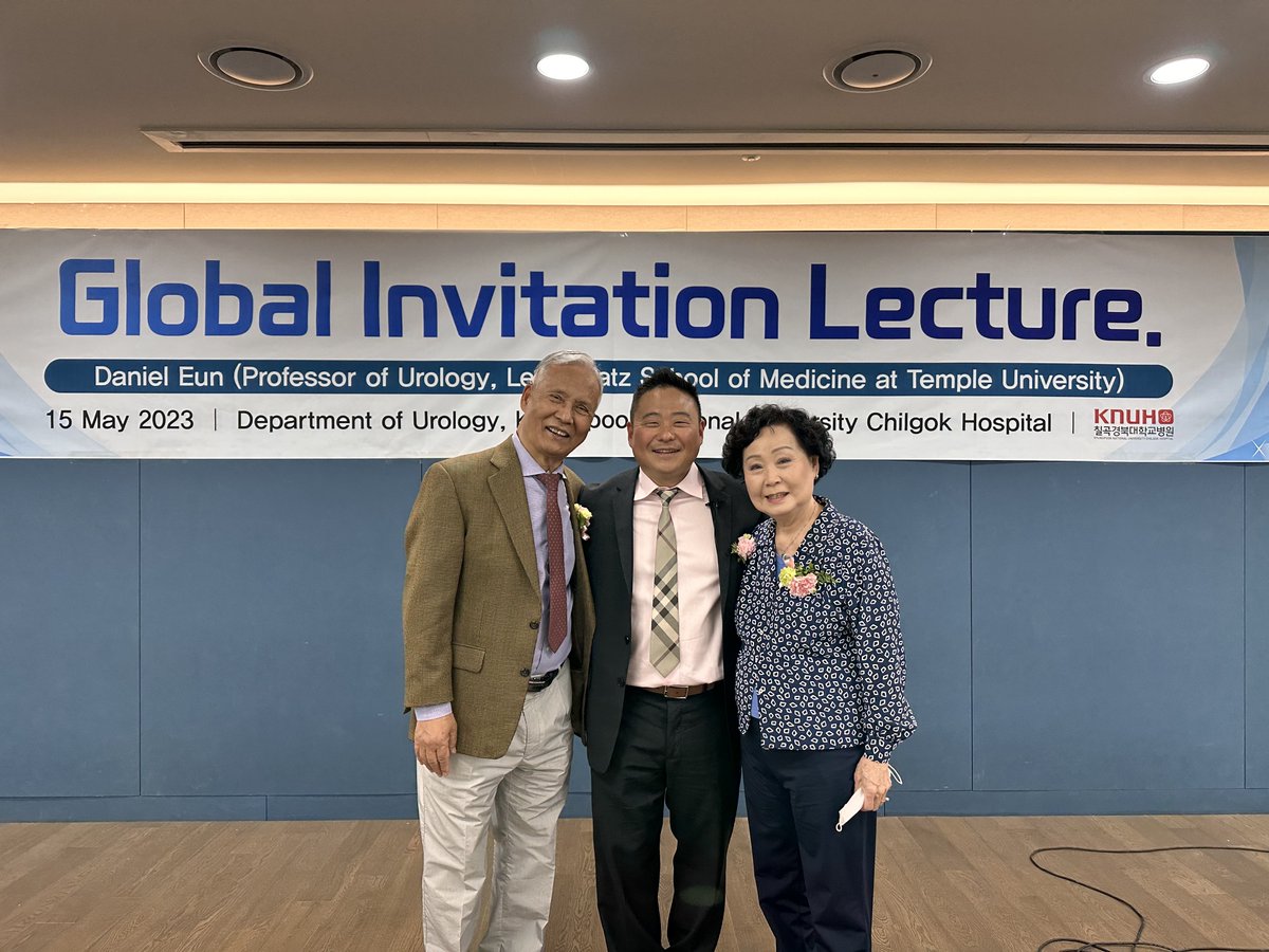 #1 most memorable day in my career. Visited+lectured at my dad’s alma mater Kyungpook Natl Univ Med School ‘64 @KNUHospital today as Dept Urology invited guest w/my parents in audience. Personal tour+red carpet tx by Dean Dr Kwon. KNU med celebrating 100yr anniversary: THANK YOU!