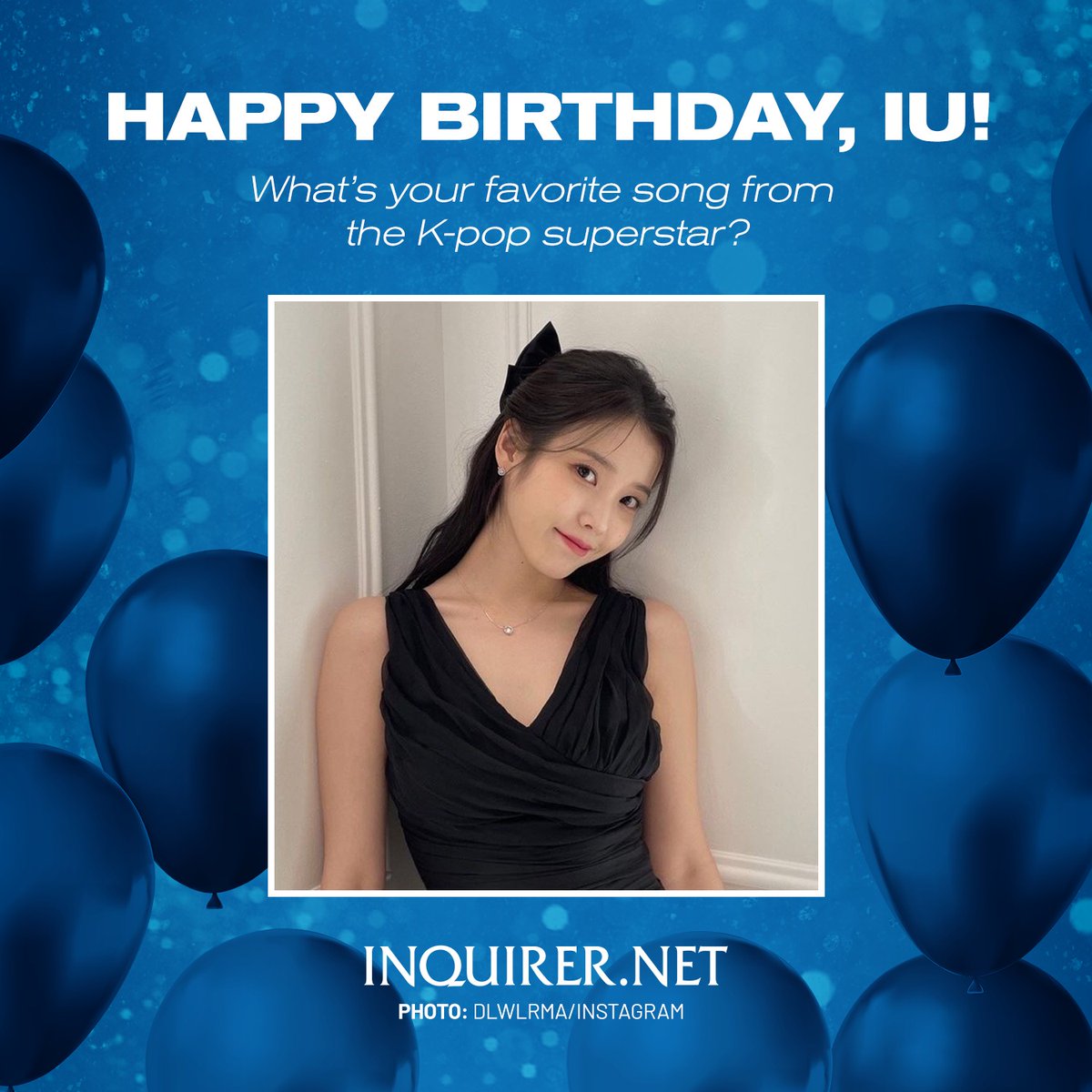 inquirerdotnet's tweet photo. Make it a good day for the nation’s sweetheart and one of the greatest singers of all time, IU, as she celebrates her 30th birthday! 💗

Name your favorite song from the K-pop superstar. https://t.co/UlXyH4eiSv