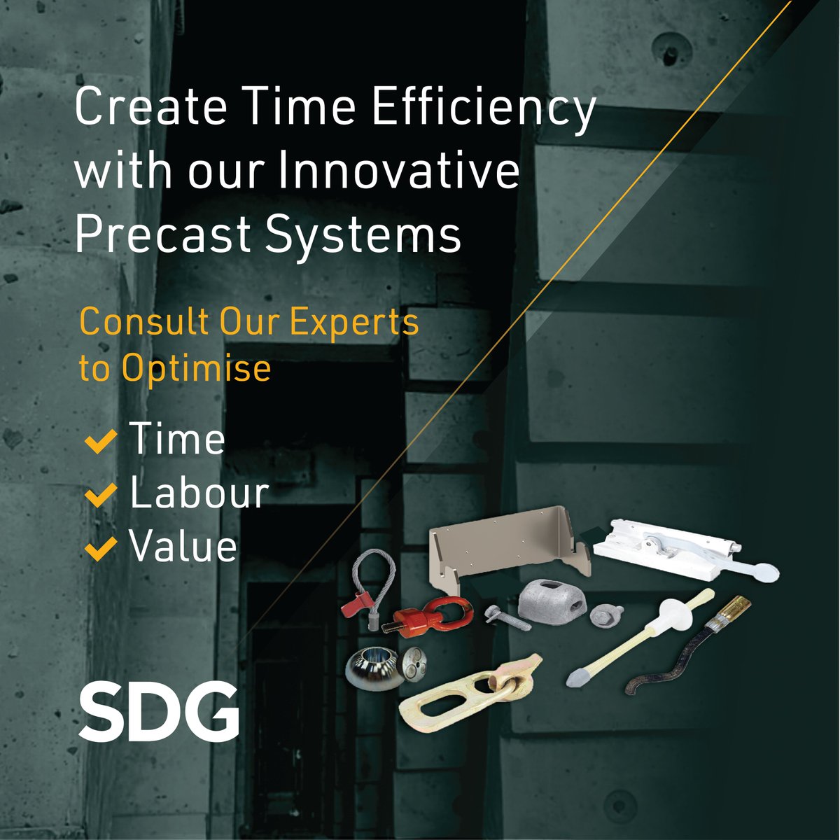 SDG are trusted suppliers, innovators and experts in Precast Accessories

We’re end-to-end project partners and problem solvers; supplying Precast Systems to maximise time efficiency at every stage.

✅ Time
✅ Labour
✅ Value

Find out more 👉🏻 bit.ly/3nTuqcs