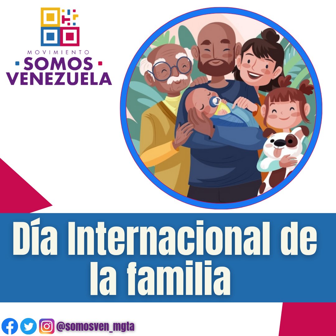 La familia es el núcleo fundamental que hace la patria grande, la familia es la base de los valores y de la construcción de la Venezuela bonita del futuro.

¡Desde el <a href="/MSomosVen/">Movimiento Somos Venezuela</a> les deseamos un Feliz Día Internacional de la Familia! 
#SomosPuebloDigno