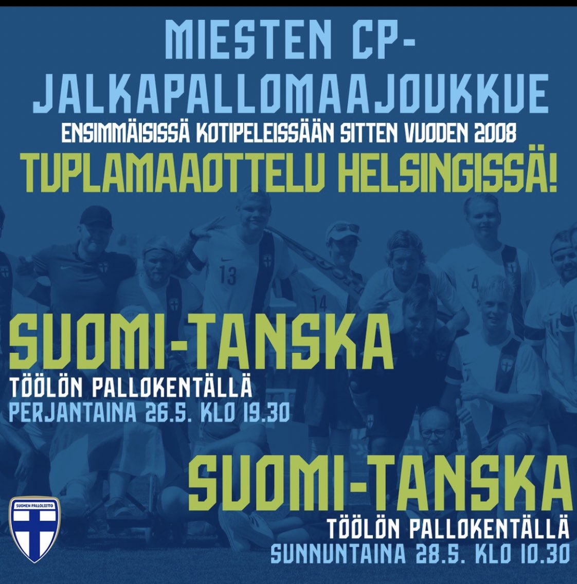 CP-jalkapallon superviikonloppu Helsingissä 26.–28.5. Lue lisää: palloliitto.fi/ajankohtaista/… #cpjalkapallo #vammaisjalkapallo #palloliitto #siipirikot #ifcpf