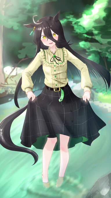 #ウマ娘 #マンハッタンカフェ  ほんのちょっと川遊び