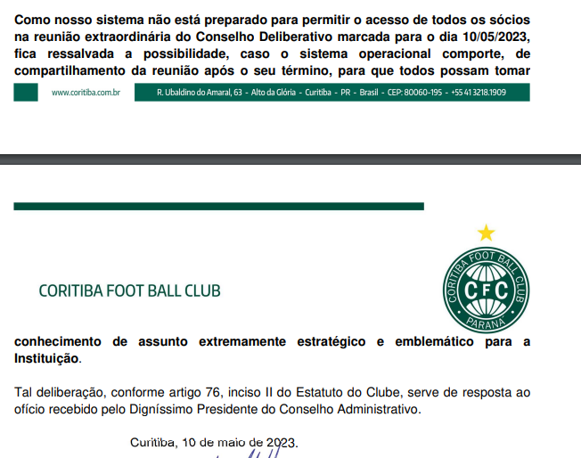 CFCForaContexto's tweet photo. O Sr. Jamil Ibrahim Tawil Filho, presidente do C.Deliberativo do @Coritiba, irá ou não disponibilizar aos sócios do clube, o vídeo da reunião realizada no dia 10/05, "para que todos possam tomar conhecimento de assunto extremamente estratégico e emblemático para a Instituição". https://t.co/9CJiHUaQwY