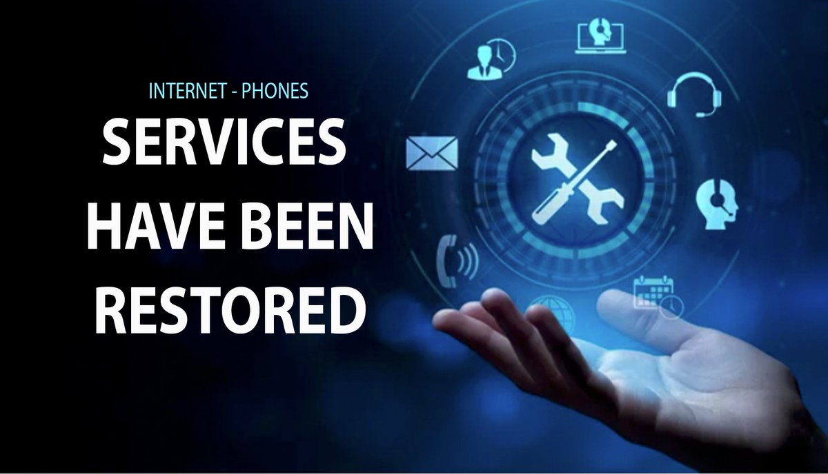 **Update 11:27 am** Services have been restored. Thank you for your patience!