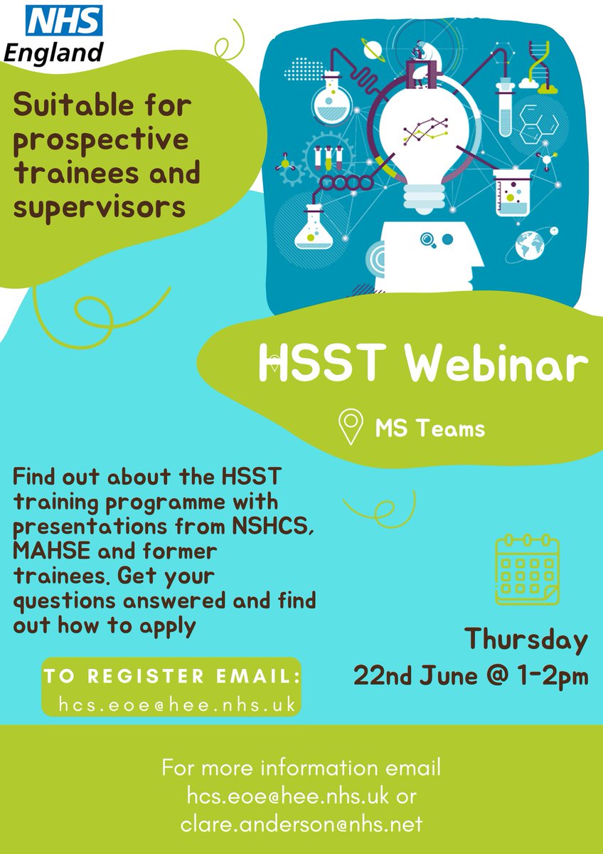 East of England Healthcare Science Network (@eoe_hcs_network) on Twitter photo 🗣️📢Calling all Trainees and Supervisors and Trainees, see the attached flyer for more information on this upcoming webinar.
All are welcome to attend ✨
#HSST <a href="/NSHCS/">National School of Healthcare Science</a> <a href="/Fun_and_Physics/">Clare Anderson</a>
<a href="/NHSEngland/">NHS England</a> <a href="/WeHCScientists/">NHS Healthcare Science</a> <a href="/NHSLeadership/">NHS Leadership Academy 💙</a> <a href="/NHSE_WTE/">NHS England Workforce, Training and Education</a> #webinar #CPD 🗣️📢Calling all Trainees and Supervisors and Trainees, see the attached flyer for more information on this upcoming webinar.
All are welcome to attend ✨
#HSST <a href="/NSHCS/">National School of Healthcare Science</a> <a href="/Fun_and_Physics/">Clare Anderson</a>
<a href="/NHSEngland/">NHS England</a> <a href="/WeHCScientists/">NHS Healthcare Science</a> <a href="/NHSLeadership/">NHS Leadership Academy 💙</a> <a href="/NHSE_WTE/">NHS England Workforce, Training and Education</a> #webinar #CPD