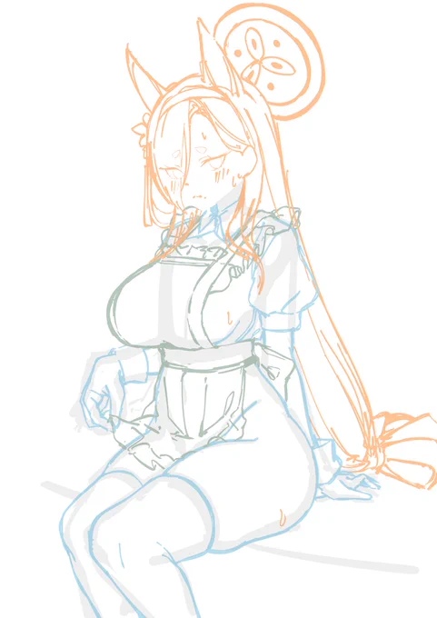 すり抜けでお迎えできたので描いてる 無自覚汗かき?なのかわいいですね