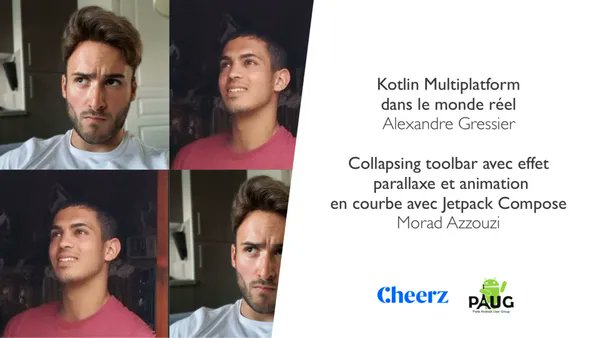 ParisAndroidUG's tweet photo. 📢 Développeurs Android, rendez-vous le Mardi 23 mai chez @CheerzTo pour un meetup passionnant avec 2 conférences : 

🌍'#KotlinMultiplatform dans le monde réel' ✨'Collapsing toolbar avec #JetpackCompose'

📆 Infos : https://t.co/cYLlxHmLkn https://t.co/BPYqvG7Mhh