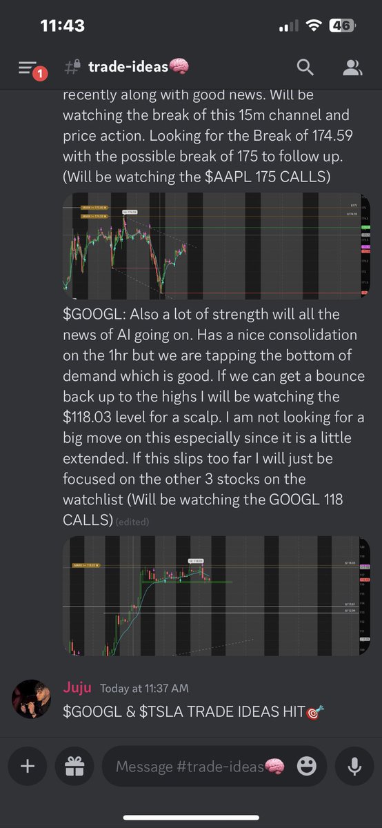 SoldForProfit's tweet photo. Right from the watchlist Signaled out the momentum into 118 on $GOOGL this morning for a nice 25% to start off the week. @thegainsvault https://t.co/erScGv9MoQ