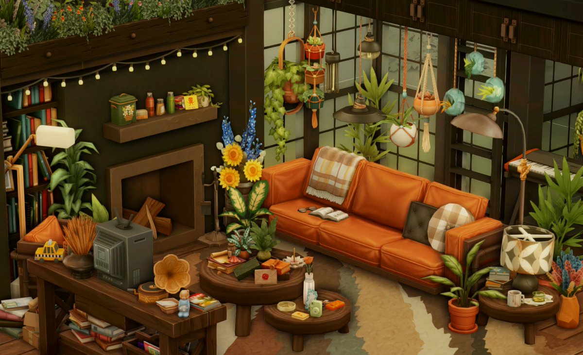 alexxela_25's tweet image. this was initially supposed to be a sleek and modern living room but i clearly don't have a single minimalistic bone in my body 😭😭
#Sims4 #ShowUsYourBuilds