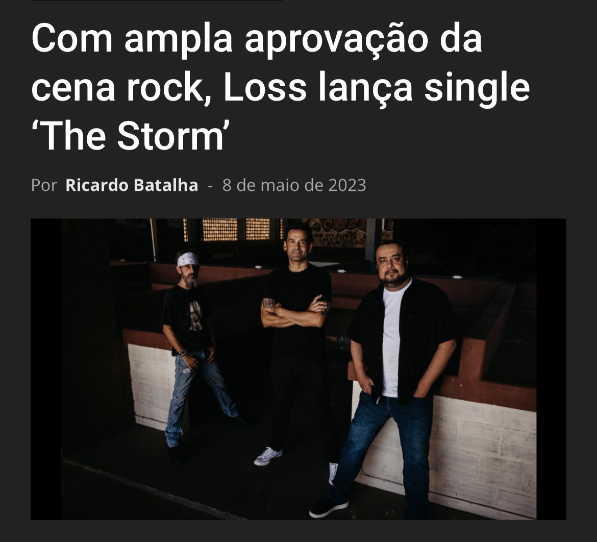 lossband (@lossband) on Twitter photo “Algumas tempestades são especialmente poderosas. Poucas, como essa do Loss, fazem estragos do bem, apenas na atmosfera rock. Viva o hard rock universal da banda com mais esse super lançamento de Minas pro mundo" <a href="/terencemachado/">Terence Machado</a> <a href="/alto_falante/">Alto-Falante (Rede Minas de Televisão)</a>
Confira a matéria do <a href="/culturaempeso/">Cultura em peso</a> “Algumas tempestades são especialmente poderosas. Poucas, como essa do Loss, fazem estragos do bem, apenas na atmosfera rock. Viva o hard rock universal da banda com mais esse super lançamento de Minas pro mundo" <a href="/terencemachado/">Terence Machado</a> <a href="/alto_falante/">Alto-Falante (Rede Minas de Televisão)</a>
Confira a matéria do <a href="/culturaempeso/">Cultura em peso</a>