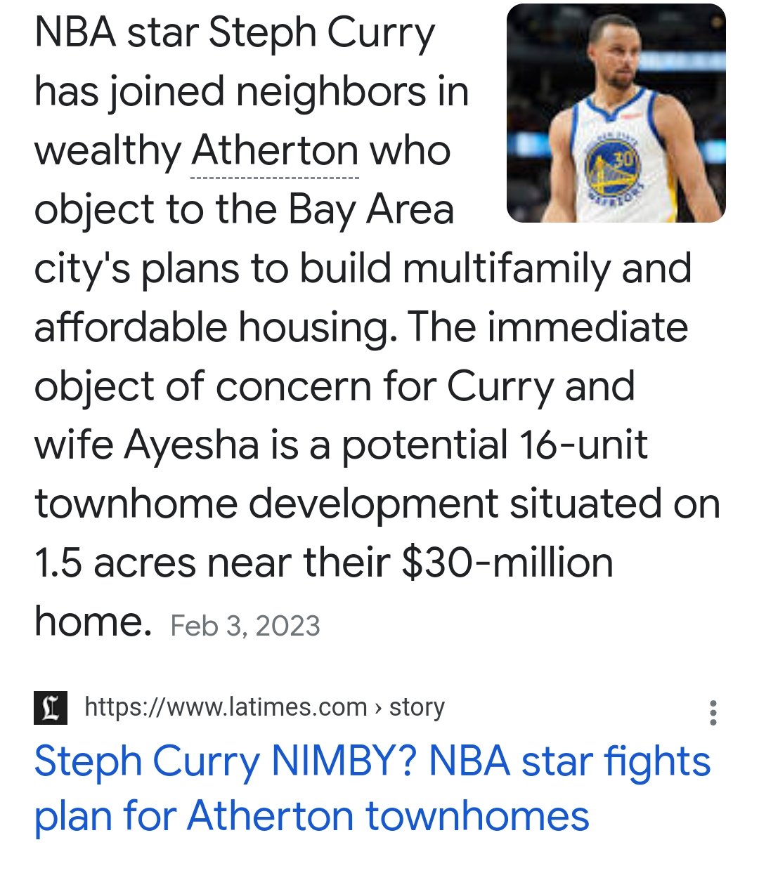 Steph Curry NIMBY? NBA star fights plan for Atherton townhomes