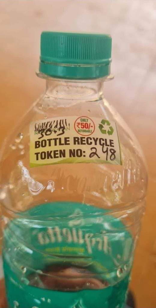 Bhubaneshwar's Nandan Kanan zoological park levies ₹50 for every plastic water bottle visitor carries inside and a sticker is stuck on it. When visitor returns with the water bottle, his money is fully refunded!
This park of 437-hect. area is now without water bottle litter!