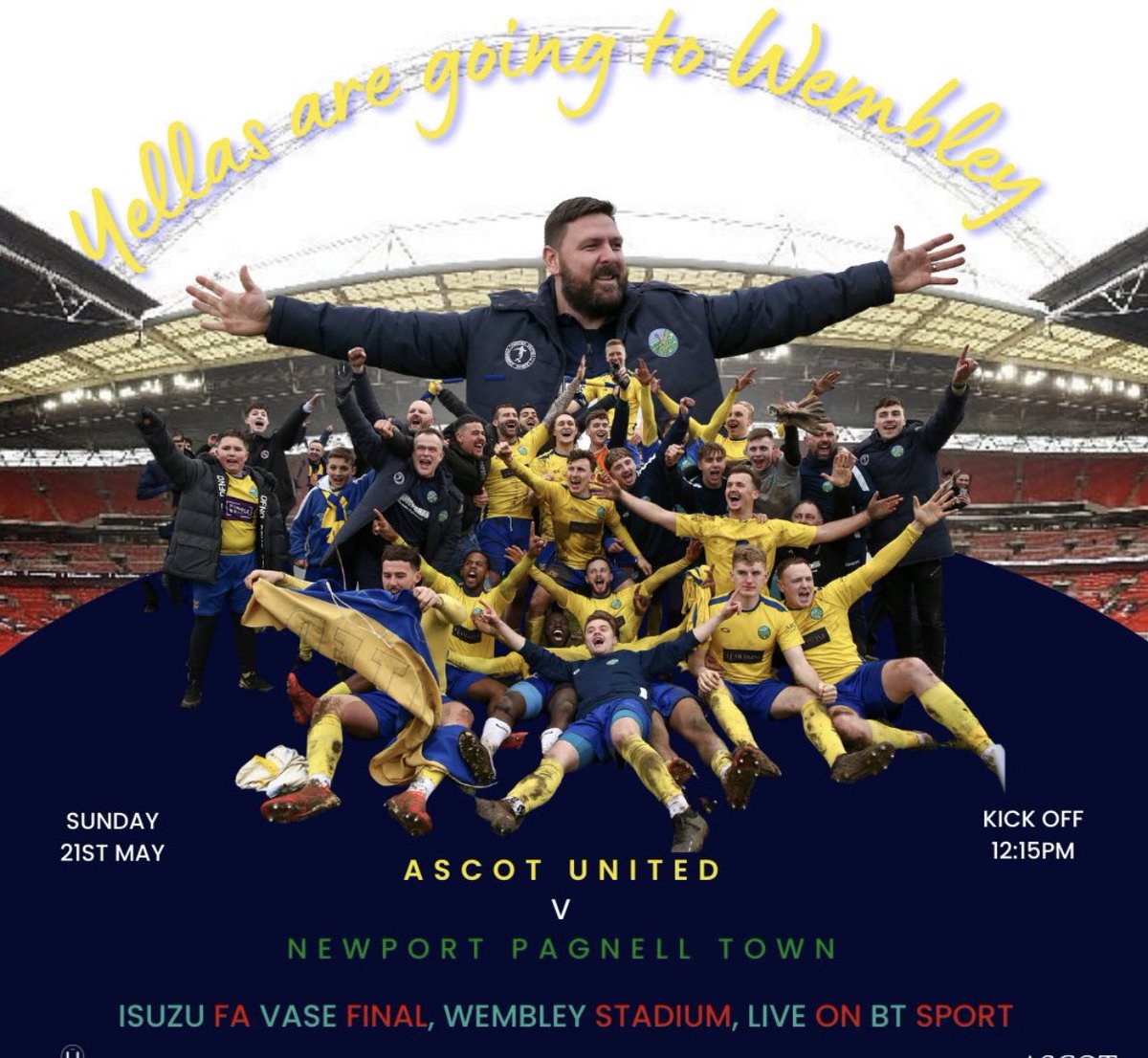 DavidBurton1971's tweet photo. ππππSuperb effortππππ
A flood of tickets sold over the weekend for @AscotUnitedFC for the #FAvase
So 3οΈβ£8οΈβ£5οΈβ£1οΈβ£ #Yellamen will be @wembleystadium Sunday.
Got your ticket yet βοΈ
#Target4000 #WeCanDoIt
Please r/t - share ππ
Letβs turn #Wembley π¨π¨π¨π¨π¨
https://t.co/cqXds5jeS6
#WeAreAscot #YellasgotoWembley #NonLeagueFinalsDay #UpTheYellas