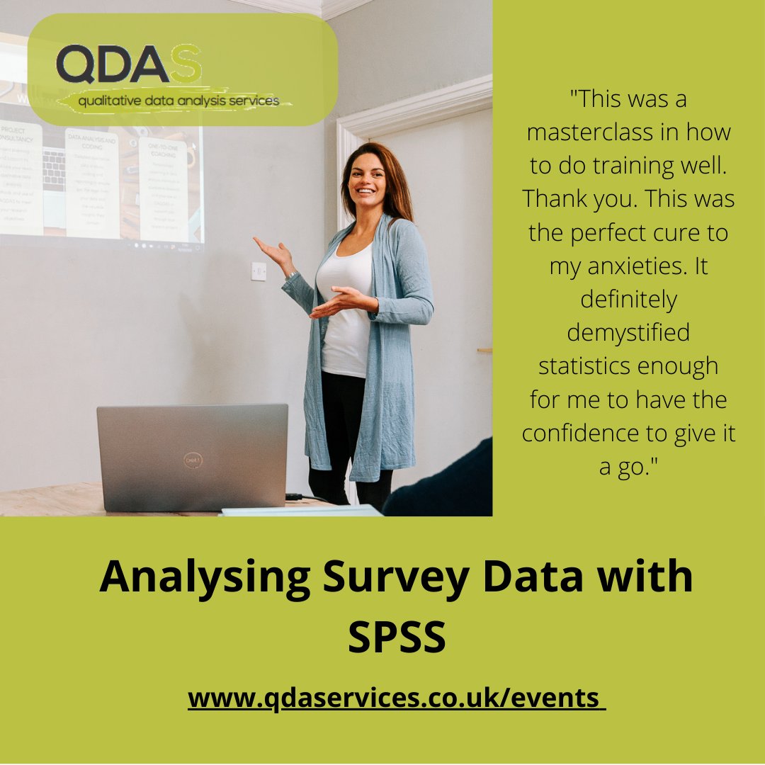 What are the do's &dont's when analysing #SurveyData w #SPSS ? Where to start? Could/should you run #inferential analyses or stick to the #descriptive? What do your results tell you?
Join me:
24th May 09:30-16:30 UK time
Online, small groups. 
See more: buff.ly/3dUSIJv