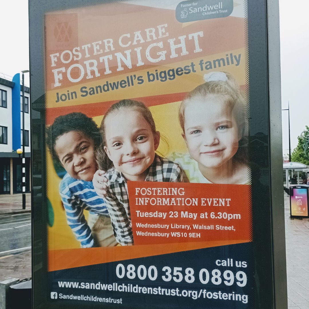 ❤️We're all set in Sandwell for Foster Care Fortnight #FCF23

✨With posters up all over Sandwell were proud to celebrate the great work our foster carers are doing every day.
#FosterCareFortnight

📌Could you become a foster carer? Find out more here: sandwellchildrenstrust.org/fostering