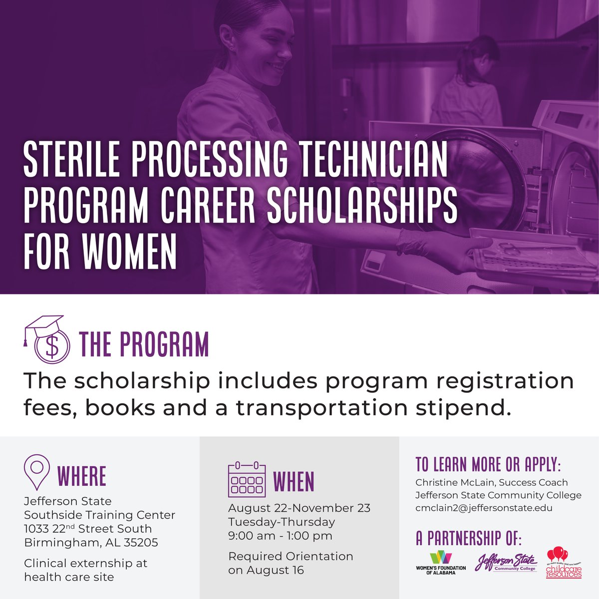 jeffstate's tweet photo. #Scholarships available!
#SterileProcessing #SterileProcessingTech
#Community #Education #Training #Jobs #BirminghamAL #Alabama https://t.co/U70C8iNyj5