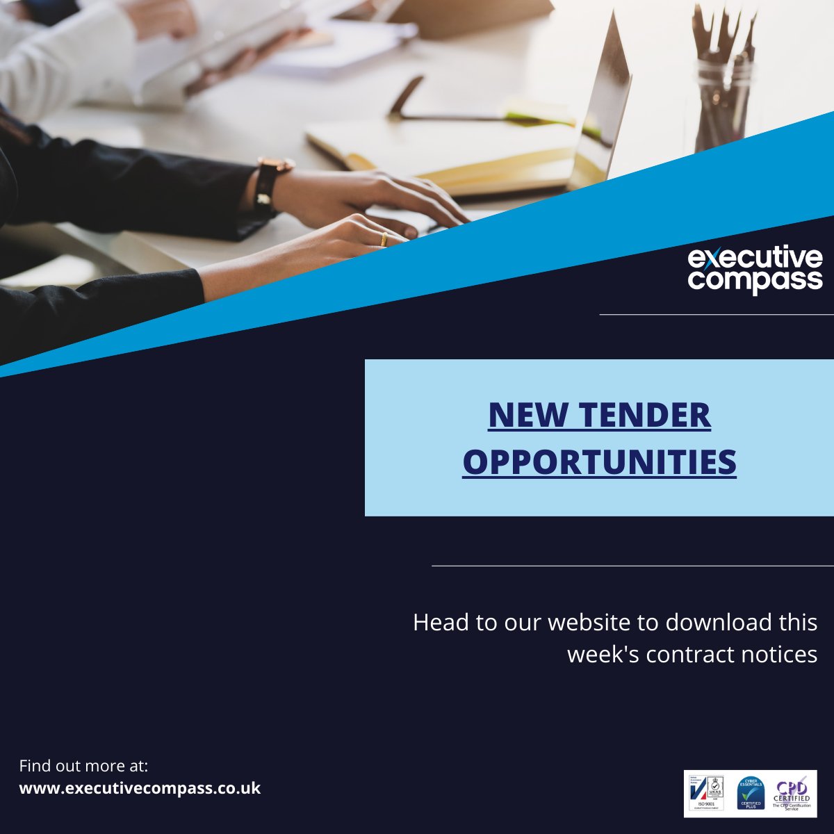 ExecCompass's tweet photo. π Head to our website to see the start of this week's #ContractNotices.
π https://t.co/s4CSG1e06b
#TenderWriting #BidWriting #Procurement https://t.co/2J2gZs0tt8
