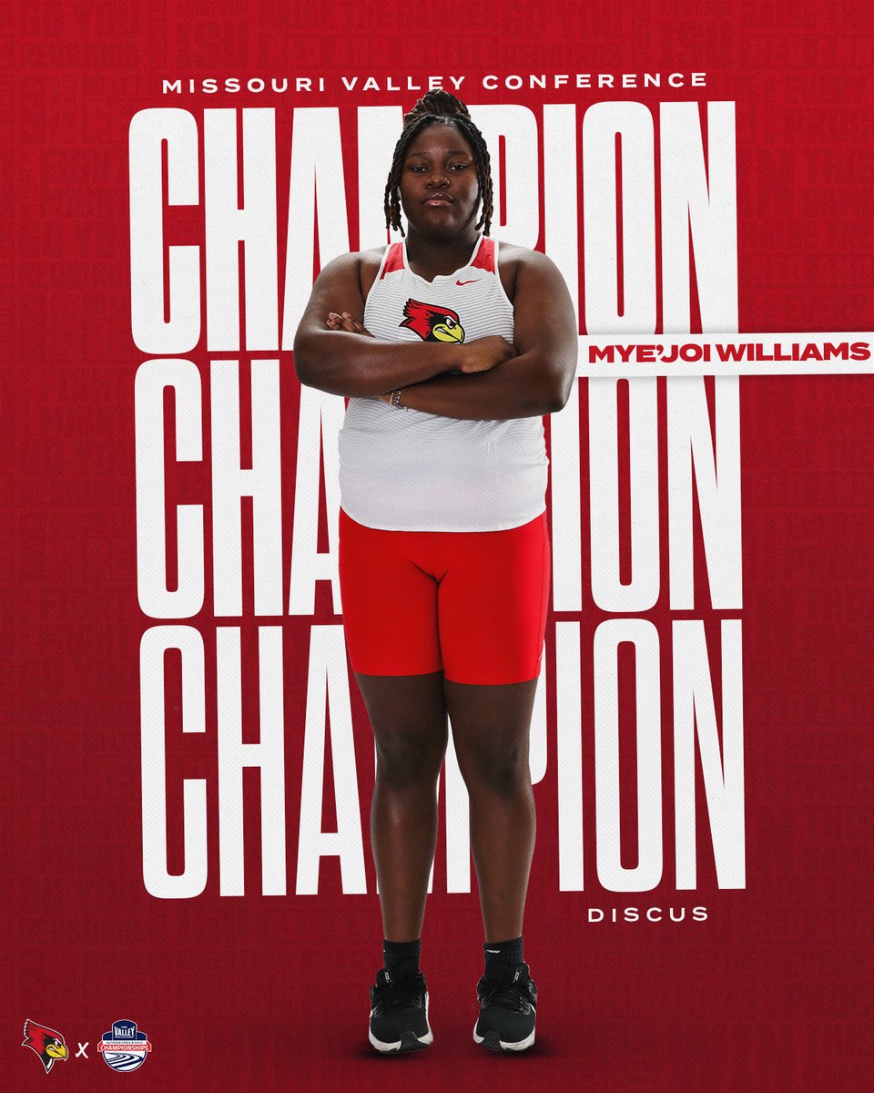 MAKE THAT TWO MVC TITLES IN ONE WEEKEND 🏆🏆

<a href="/MyejoiWilliams1/">MyejoiWilliams</a> took home the MVC women's discus title with a mark of 50.38m (165-03).