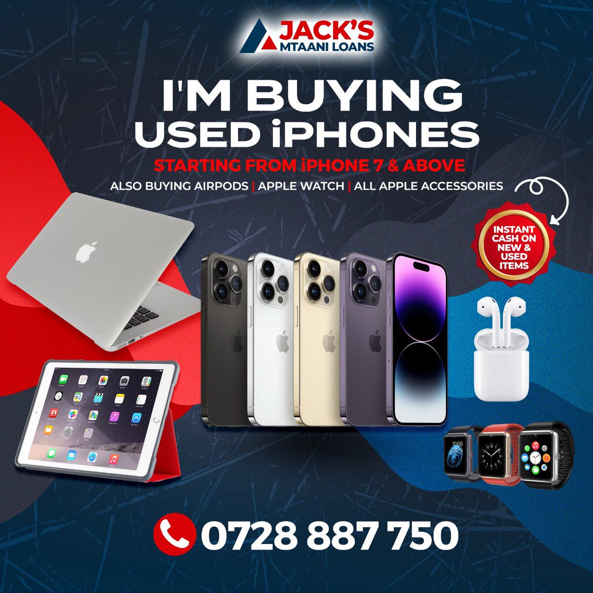 Hi Sasa, I’m buying used iPhones,MacBooks,iPads,AirPods and Apple Watches.
Instant Cash.☎️0728887750 Call or WhatsApp.
You can Also get Weekly Loans with your Apple Gadget as Security.Karibu

/KES 15.19 Richard Ngatia #ShakaholaMassacre Moses Kuria FA CUP #NikujaribuTu boutross/