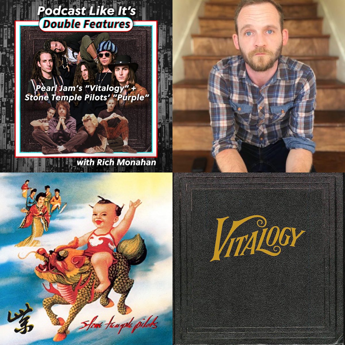pmiscove's tweet photo. This week on @podcastlikeits Double Features I went back to 1994 w/ #Yellowjackets writer @richmonahan to compare/contrast Pearl Jam’s Vitalogy + Stone Temple Pilots’ Purple. We discuss these albums legacies and their place in grunge. Available here! https://t.co/2pw5mS8Mh5 https://t.co/KkoFYli0cC
