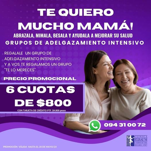 ClinicaElbaum's tweet photo. En el mes de MAMÁ!
Abrazala, mimala, besala y ayudala a mejorar su salud!
📷https://t.co/oDUid0ijEG
📷 094 31 00 72
#sísepuede
#nohayexcusas
#vámospormás
#vospodes
#nutricion #recetassaludables #celulitis #esteticacorporal #flacidez #recetasdecocina #vidasana #perderpeso https://t.co/PYgmg7F06c