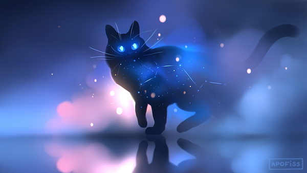 no humans cat glowing animal focus glowing eyes blue eyes black cat  illustration images