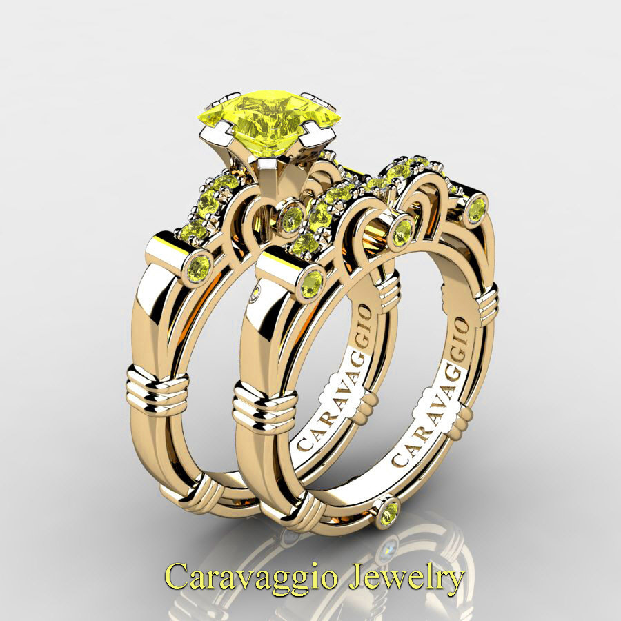 Exclusive, Elegant and Stylish 💎 caravaggiojewelry.com/?p=406325 Art Masters Caravaggio 14K Yellow Gold 1.25 Ct Princess Yellow #Sapphire Engagement Ring Wedding Band Set R623PS-14KYGYS at Caravaggio™ Jewelry