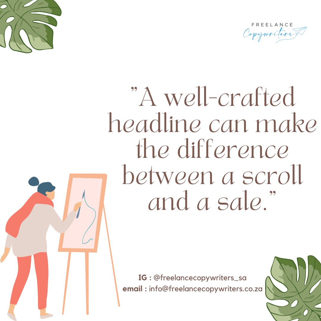 copywriters_SA's tweet photo. By hiring freelance copywriters, you can stay agile and respond quickly to changing market trends and consumer demands, keeping your business ahead of the competition.

Contact us today for all your copywriting services.

#copywriting #copywritingtips #copywritingservices https://t.co/ANwUYMs1BS
