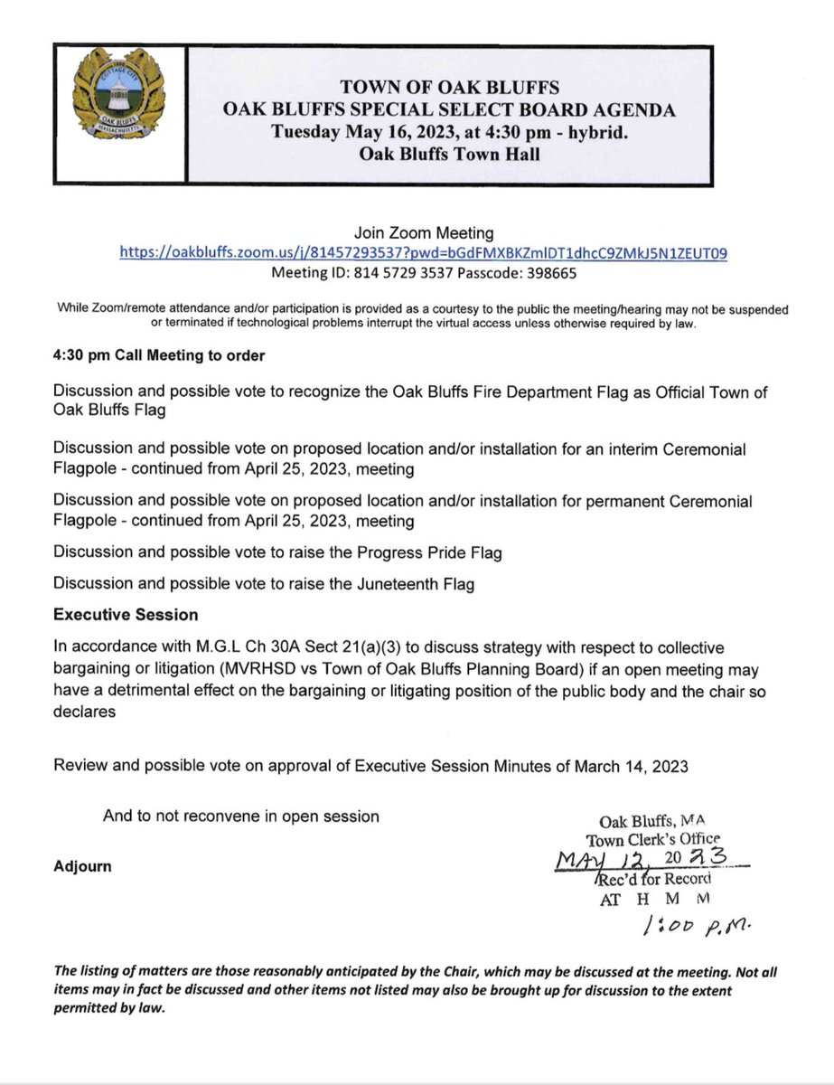 🏳️‍🌈#CALLTOACTION🏳️‍⚧️
We need you to attend tomorrow’s Special #OakBluffs Select Board meeting at 4:30PM!
🔗bit.ly/LGBTQ_Ally
📍56 School St
💻Zoom Meeting ID: 814 5729 3537 | Passcode: 398665
#LGBTQIA #Queer #ProgressPrideFlag #Pride #PrideMonth #MarthasVineyard #MAPoli #MVY