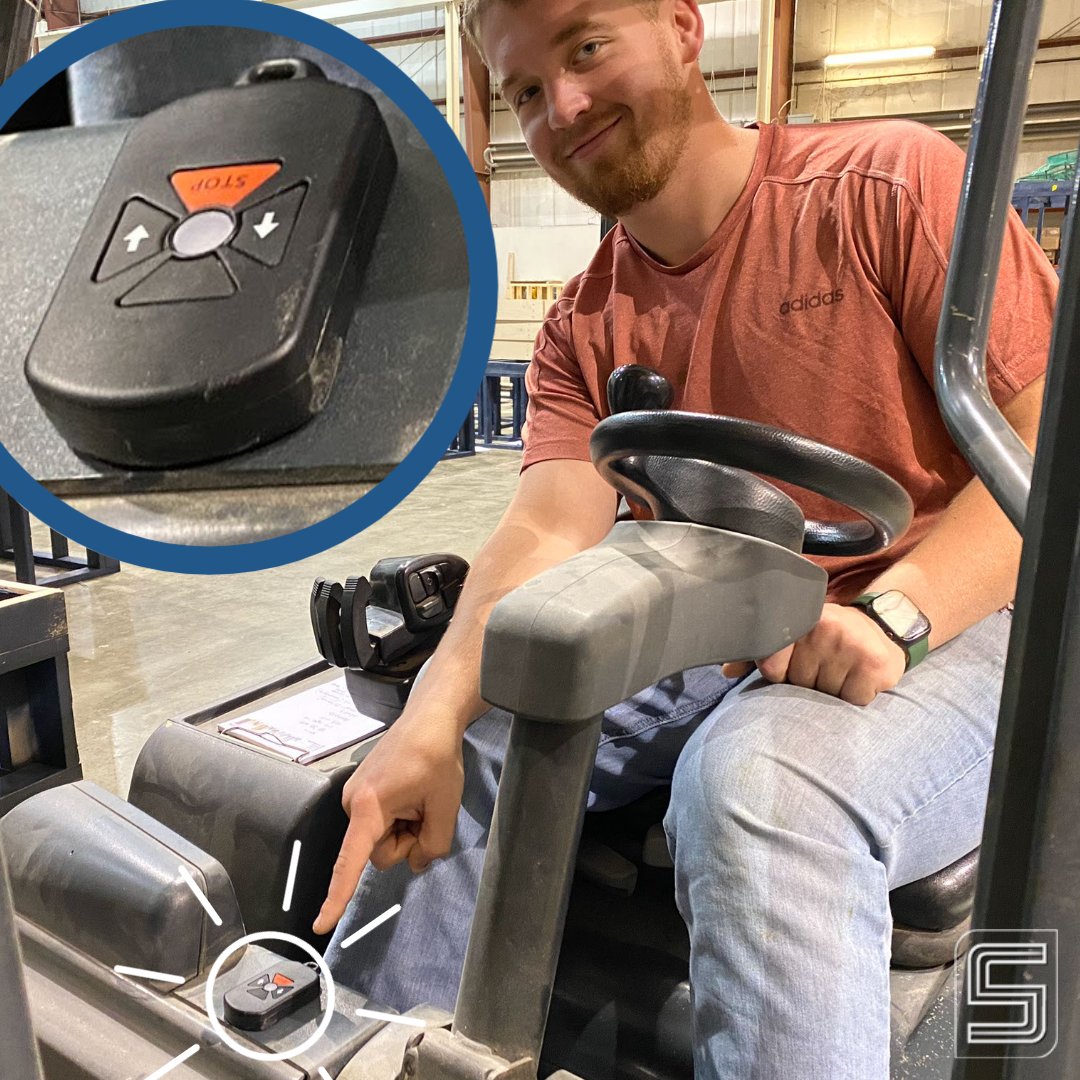We had a 'duh!' moment. We installed a simple, inexpensive garage door opener on the forklift. The time saved being able to open the door from the driver's seat has been surprising. Recently voted best new tool in the shop. #WeHaveTheSolutions.