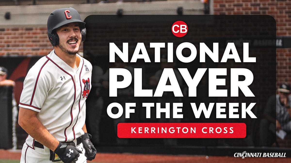 HUGE congrats to <a href="/KerringtonCross/">Kerrington Cross</a> for picking up <a href="/CBNewspaper/">Collegiate Baseball</a> National Player of the Week honors!

⭐️ 6-16 (.375 AVG), 6 R, 8 RBI, 2B, 4 HR, BB

📰: cpaw.me/CBPotW