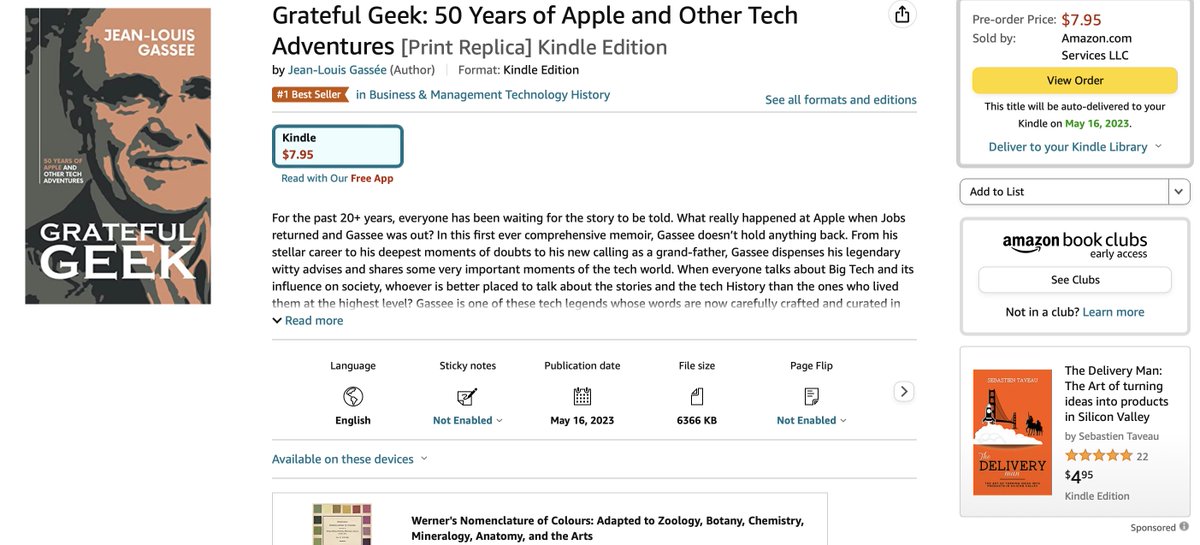 GratefulGeek's tweet photo. "Grateful Geek" @gassee  &amp; Steve Jobs together again is a great reminder of their great influence on the tech field. The meaning is beyond coincidental. 
#1 Best Seller  #1 Hot New Release
THANK YOU!
Order here -> https://t.co/cJfaYS3fTw 
@tim_cook @Apple @frogtwitt @Paul_Gassee https://t.co/qKSGTLnxqV