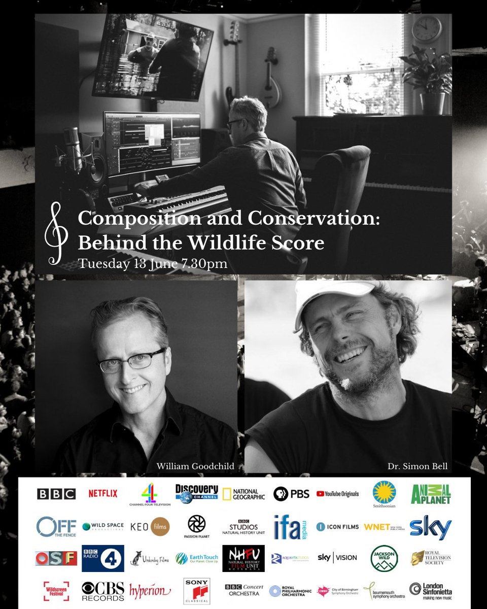 We are delighted to announce a special event with award-winning wildlife film composer & conductor Will Goodchild. 🎼🎶 🎹 13 June 7.30pm 📍 Bristol Harbour Hotel A musical celebration of William's 100 commissions for natural history programmes. Tickets: eventbrite.co.uk/e/composition-…