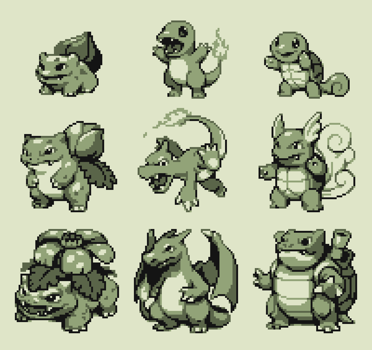 When I was young, I was a serious Pokémon trainer! In my old age, I have only 3 left, but you can have one! Choose!