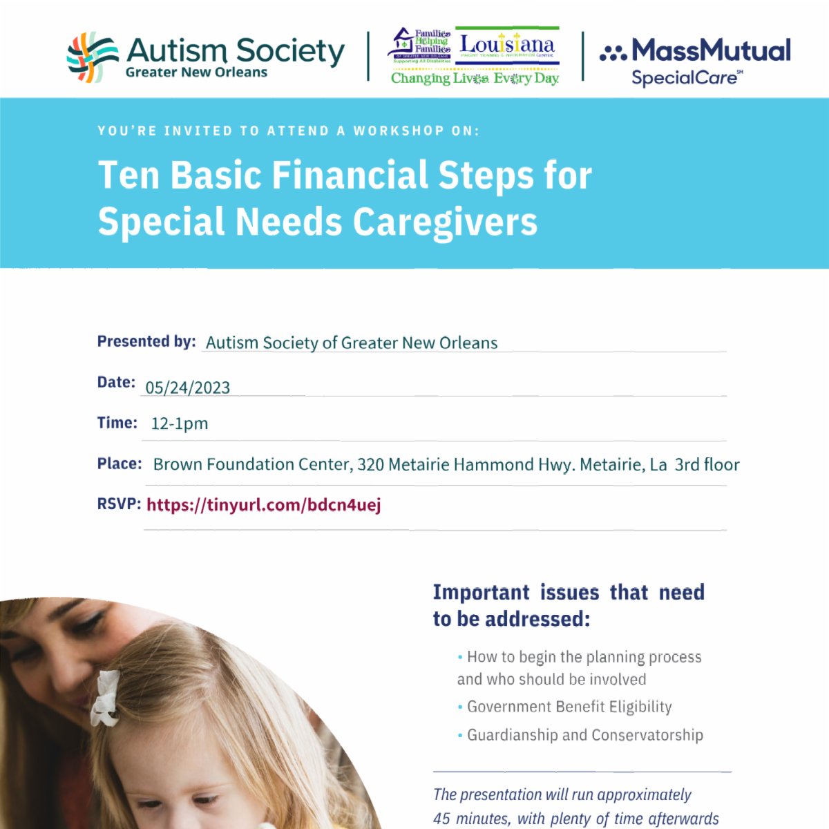 Join us for this week's programs!  And register for our In-Person workshop on financial planning on 5/24 in Metiairie. conta.cc/44ZepCj