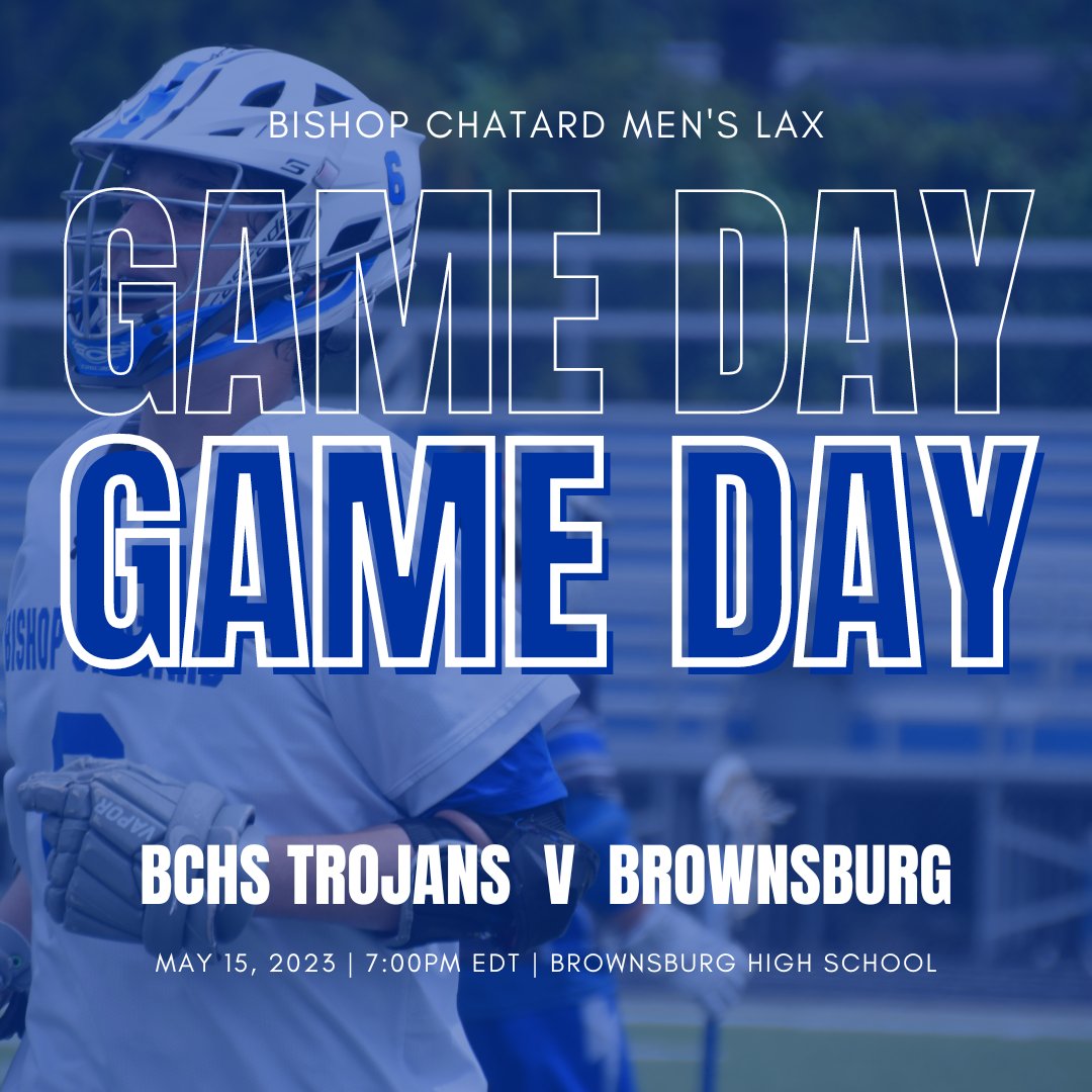 Bishop Chatard Men's Lacrosse (@bchstrojanlax) on Twitter photo Last game of the regular season!💥
🗓️ Monday, May 15
📍 Brownsburg High School
🆚 <a href="/BburgBoysHSLax/">BrownsburgBoysHSLax</a>
⏰ 7:00pm EDT
#GoTrojans Last game of the regular season!💥
🗓️ Monday, May 15
📍 Brownsburg High School
🆚 <a href="/BburgBoysHSLax/">BrownsburgBoysHSLax</a>
⏰ 7:00pm EDT
#GoTrojans