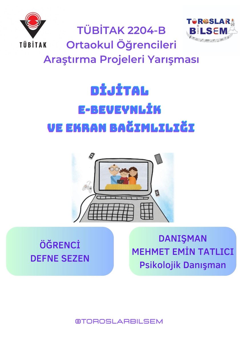 ToroslarBilsem's tweet photo. TÜBİTAK 2204-B Ortaokul Öğrencileri Araştırma Projeleri Yarışması Adana Bölge Sergisine katılacak olan öğrencimiz Defne SEZEN ve danışman öğretmeni Mehmet Emin TATLICI'yı tebrik eder, başarılar dileriz. https://t.co/wXOnBMCGOp
