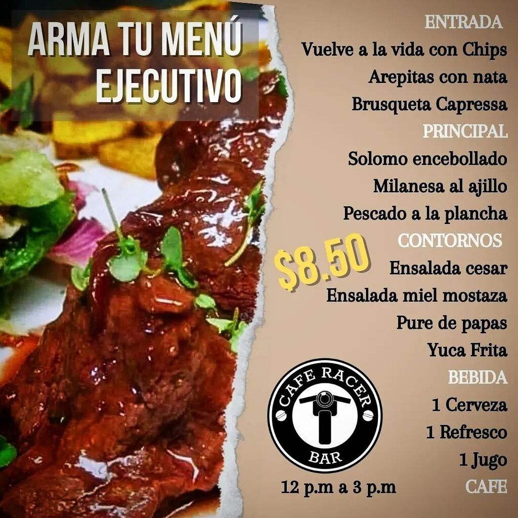 Ya activos con el menú ejecutivo de esta semana, ármalo como tu quieras! Por solo $8.50 #caferacerfestival instagr.am/p/CsRPRs7pda7/