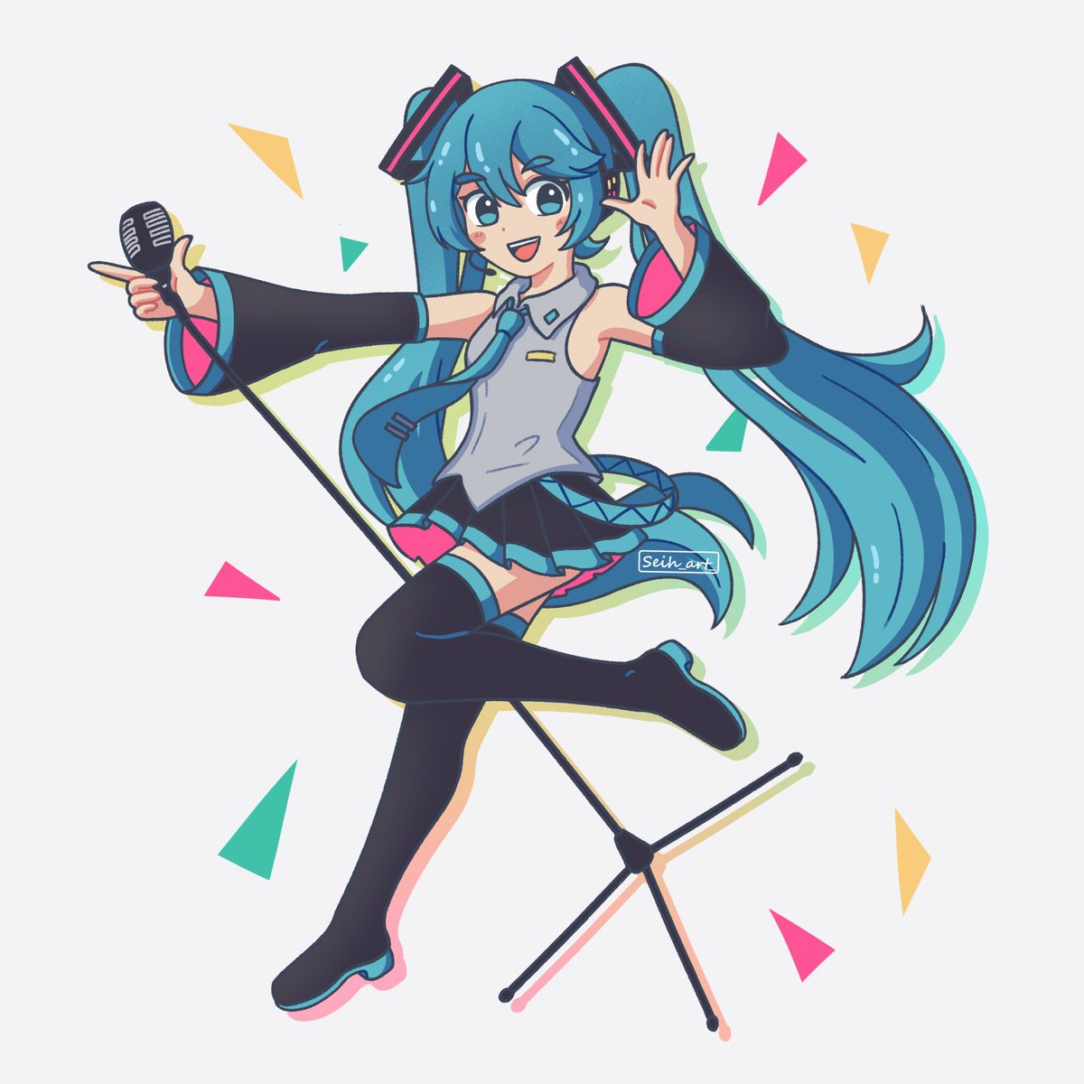 初音ミク 「Super late as always but here's mine  #M」|ꜱᴇɪʜ~🍀 ART RAFFLEのイラスト