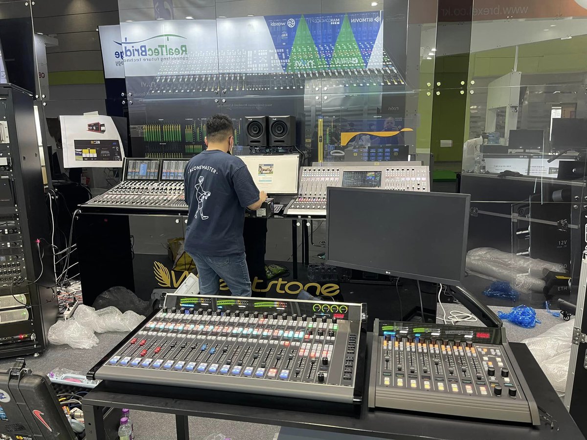 Wheatstone_Corp's tweet image. We're in Seoul, Korea at #KOBA. Look for the Wheatstone sign to experience the latest in #AoIP studios.