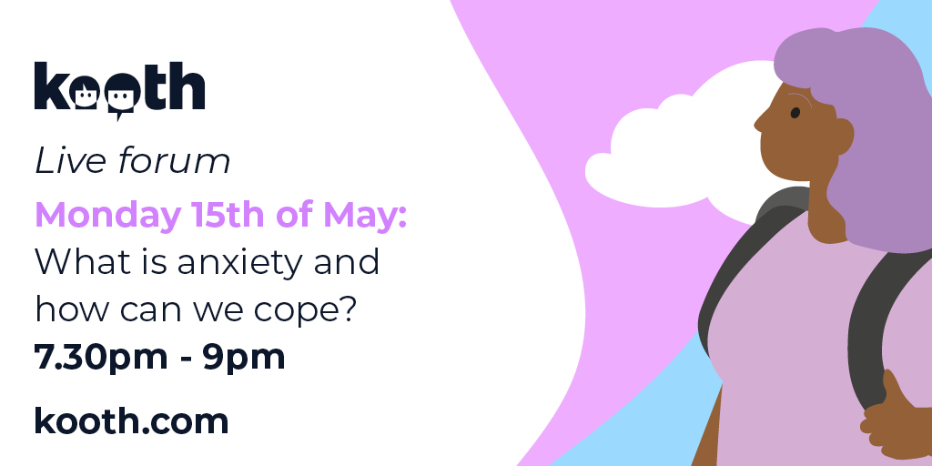 We will be hosting a live forum discussion tonight to explore anxiety and share different ways of managing the difficulties that can arise.

Whatever you’re going through, you don’t have to face it alone go.kooth.com/4aYe