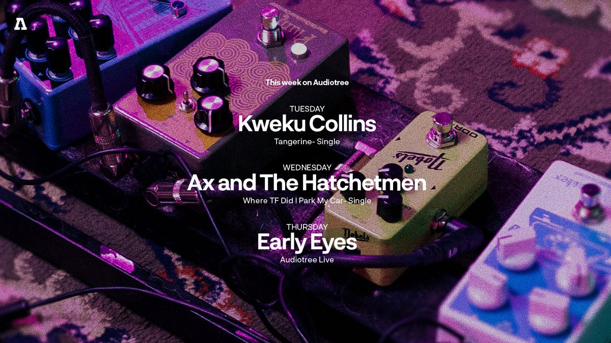 Fresh out the box
Stop, look and watch
Ready yet, get set
It's aaaaaaaudiotree
(upcoming releases this week)

05/16 → @kwekucollins → Single
05/17 → <a href="/Ax_Hatchetmen/">Ax and the Hatchetmen</a> → Single
05/18 → <a href="/EarlyEyesBand/">e____e</a> → Full Release