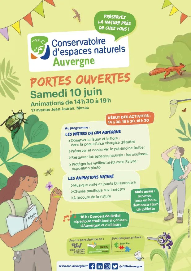 CENAuvergne's tweet photo. Date à retenir - samedi 10 juin après-midi : PORTES OUVERTES au grand public au siège du @CENAuvergne à la MNE de @RLV_agglo à @villedemozac de 14h30 à 19h00 -> différentes activités seront organisées tout au long de l’après-midi pour permettre aux visiteurs de connaître le CEN https://t.co/r4DlRQdKal