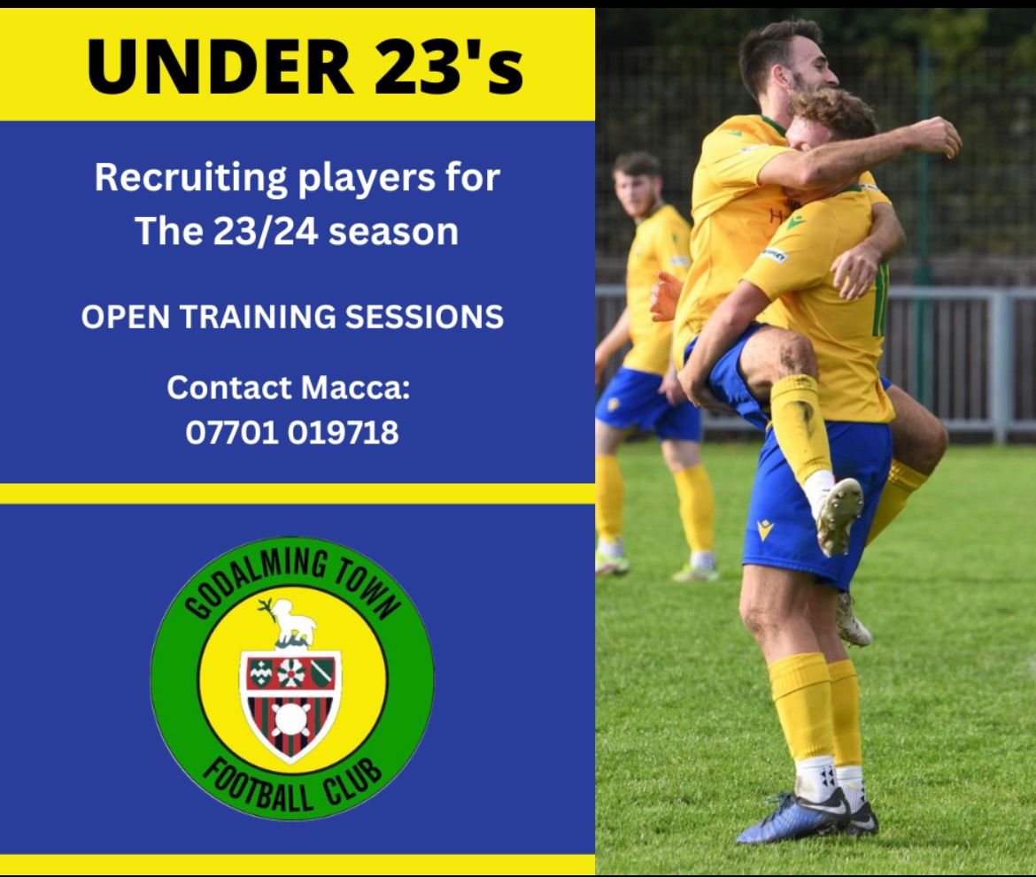GodalmingTown's tweet image. Gs will be running an U23 team for the 2023/24 season.