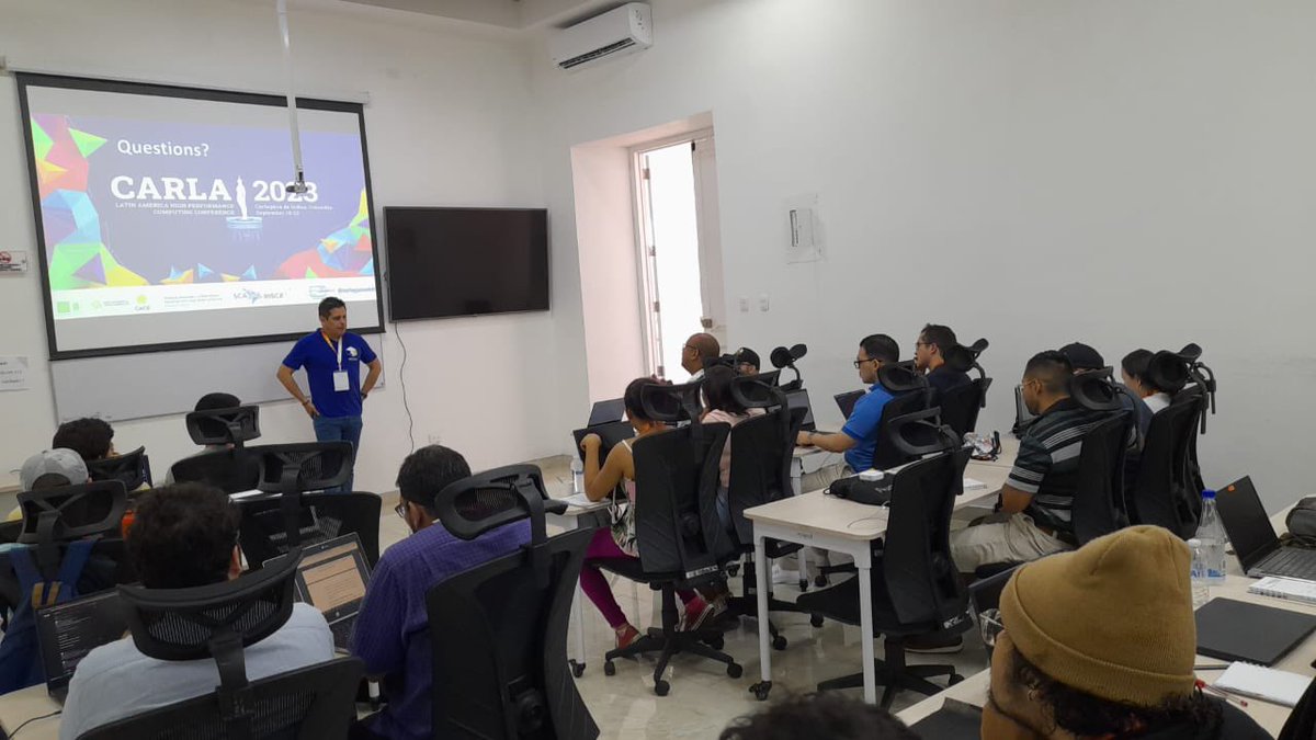 SuperCCamp's tweet photo. Introduction to HPC Environment (including towards in Advanced Computing Architecture) and Parallel Programming modals with @carlosjaimebh and Robinson Diaz, it takes place on #SCCAMP2023 Monday. https://t.co/Sy7Y1NqrOD